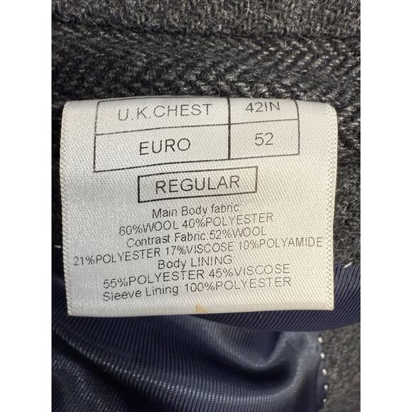 French Connection Grey Melange Patchwork Jacket Wool Blend Size US 40 EU 50 - Picture 7 of 14